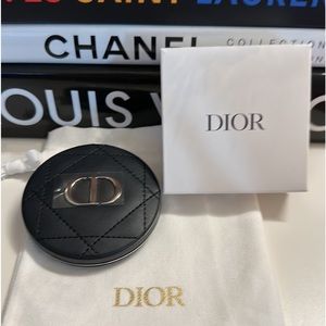 Dior quilted black compact mirror with Dior pouch
